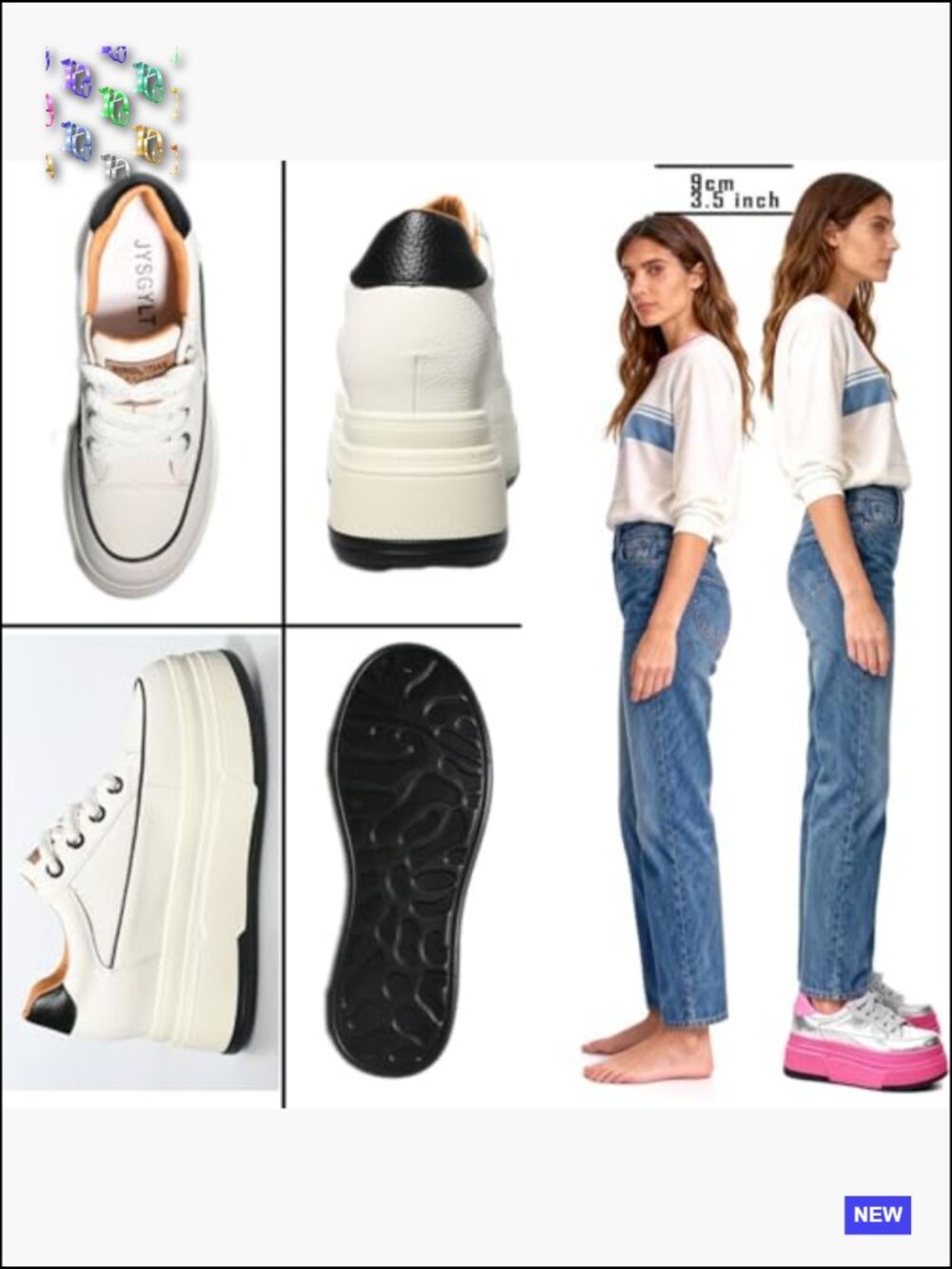 Platform Sneakers Women Chunky Casual Walking Shoes Comfortable Cushioned Arch - Picture 5 of 7
